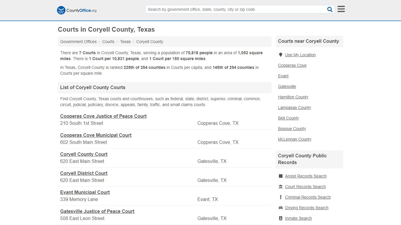 Courts - Coryell County, TX (Court Records & Calendars)